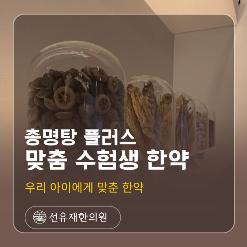 우리 아이에게 맞는 수험생 맞춤 한약, 선유재한의원 총명탕 플러스